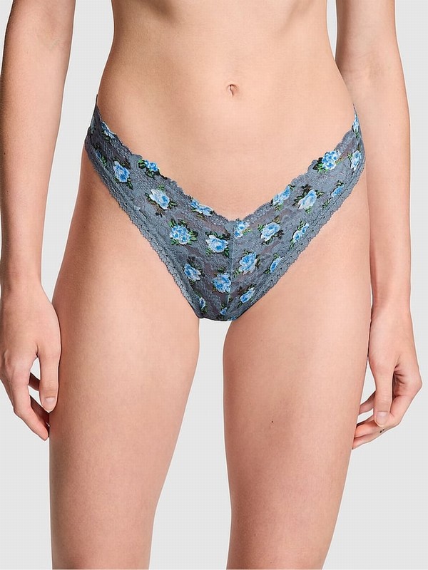 Blue Victoria Secret Dusty Iriszilian Floral Lace Underwear | LZAIN2548