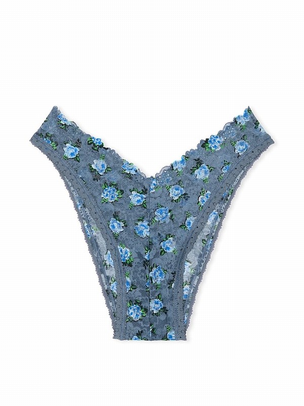 Blue Victoria Secret Dusty Iriszilian Floral Lace Underwear | LZAIN2548