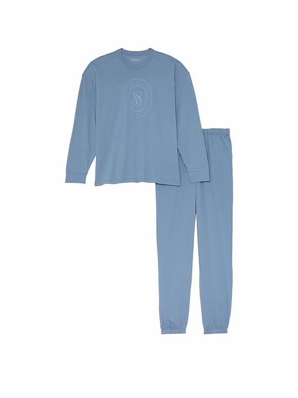 Blue Victoria Secret Faded Denim Cotton Long Nightwear | DNOWS9701