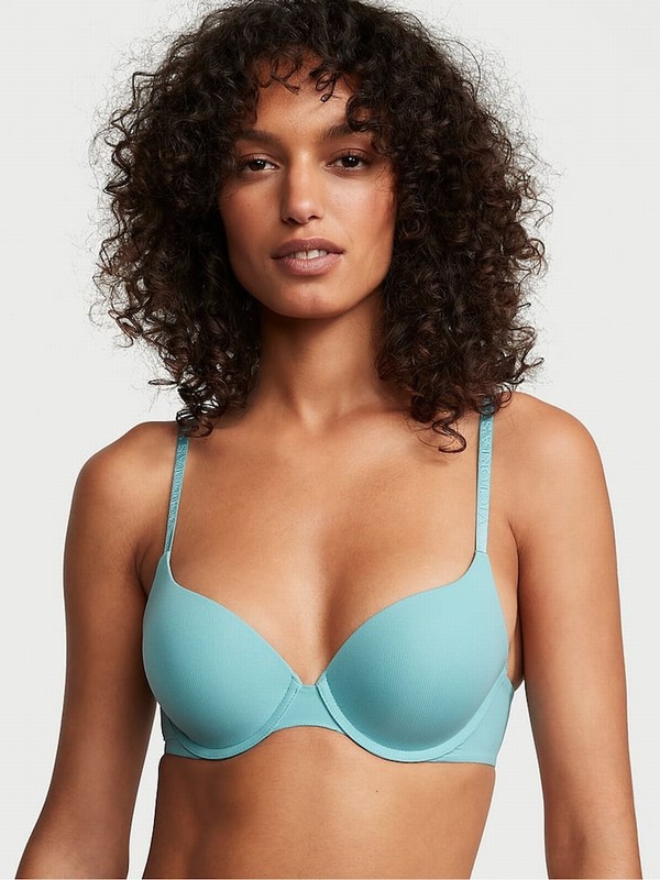 Blue Victoria Secret Fountain Rib Full Cup Push Up Bras | EDBQR7593