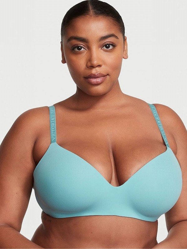 Blue Victoria Secret Fountain Rib Non WiLightly Lined Bras | QKDLP3265