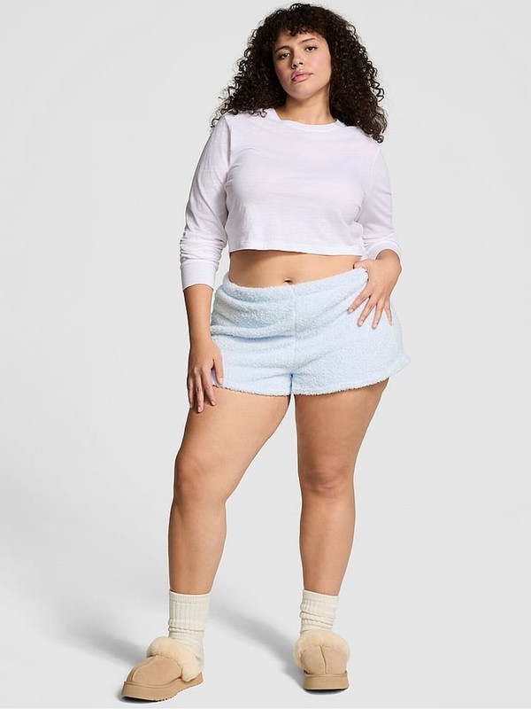 Blue Victoria Secret Hydrangea Cosy Knit Boxer Nightwear | FACEN3956