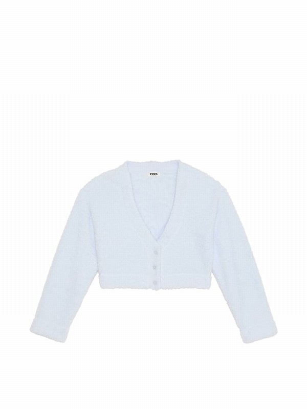 Blue Victoria Secret Hydrangea Cosy Knit Cropped Top Nightwear | LDZPS4752