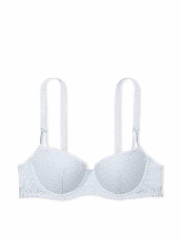 Blue Victoria Secret Hydrangea Dainty Dot Balcony Lace Bras | YDOEQ5278