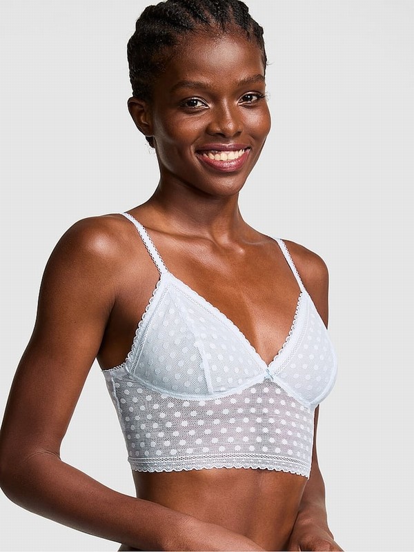 Blue Victoria Secret Hydrangea Dainty Dot Lacelette Bras | ROEGV0298