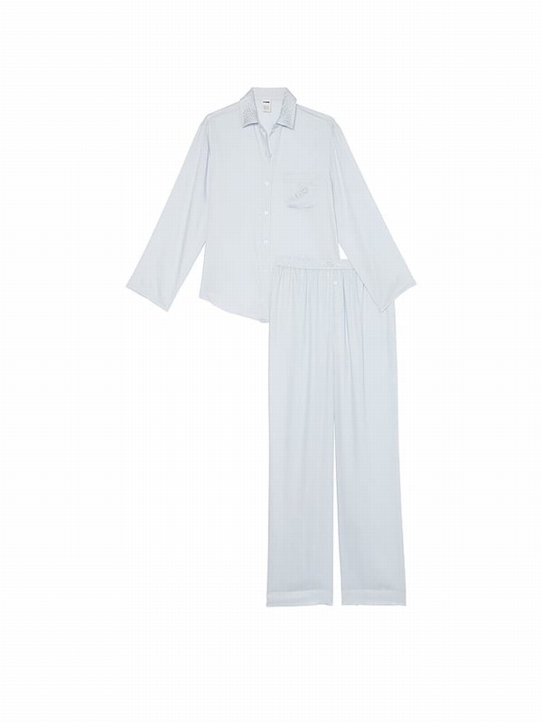 Blue Victoria Secret Hydrangea Diamante Long Nightwear | UOLRS8193