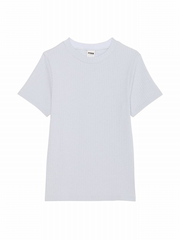 Blue Victoria Secret Hydrangea Shine Seamless T Shirts | QYUMF2506