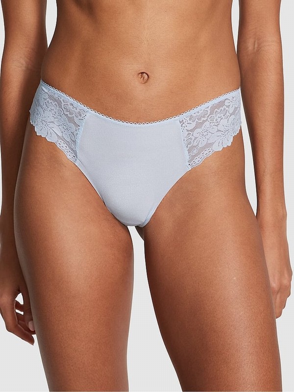 Blue Victoria Secret Hydrangea Thong No Show Underwear | JUIAD8254