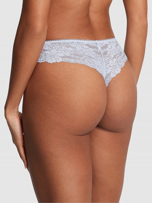 Blue Victoria Secret Hydrangea Thong No Show Underwear | JUIAD8254