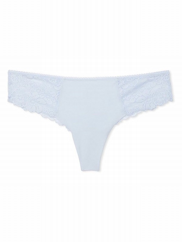 Blue Victoria Secret Hydrangea Thong No Show Underwear | JUIAD8254