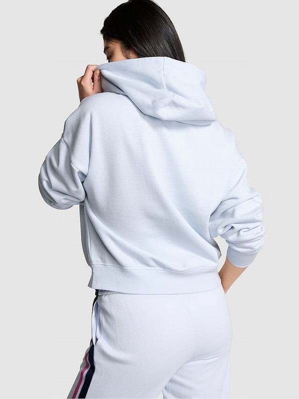 Blue Victoria Secret Hydrangea Zip Up Fleece Hoodie | BKLEU4102