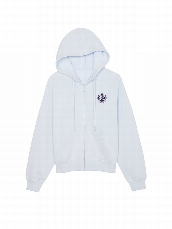 Blue Victoria Secret Hydrangea Zip Up Fleece Hoodie | BKLEU4102
