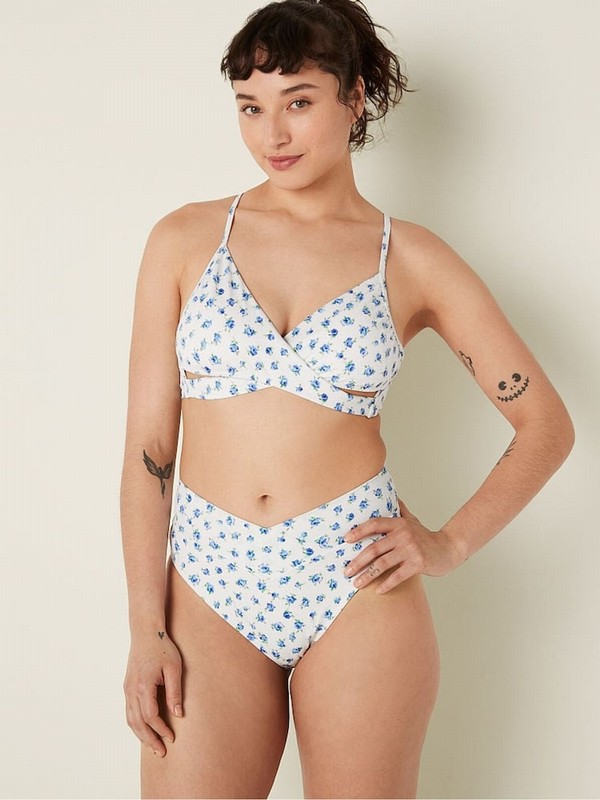 Blue Victoria Secret Morning Sky Floral Cross Over Bikini Bottom | RHNPJ2983