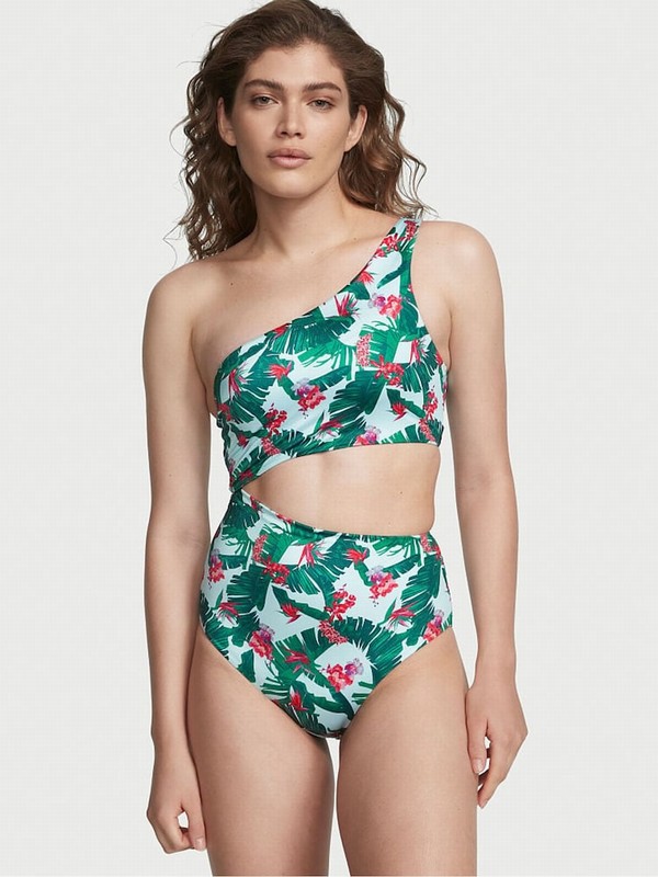 Blue Victoria Secret Palm One Shouldersuit Swimsuits | VGSMT3071