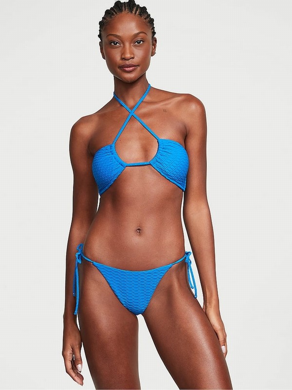 Blue Victoria Secret Shocking Fishnet Cross Over Bikini Top | IJMAG4537