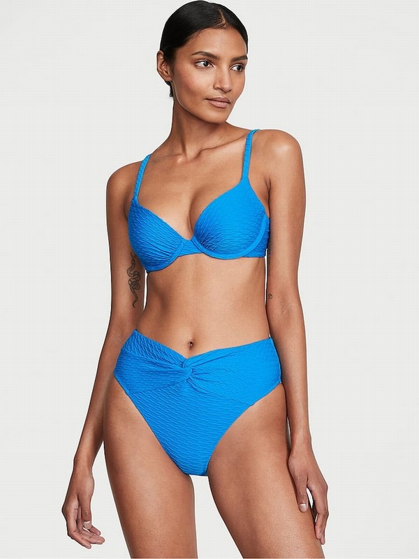 Blue Victoria Secret Shocking Fishnet High Leg Bikini Bottom | CEQKT8471