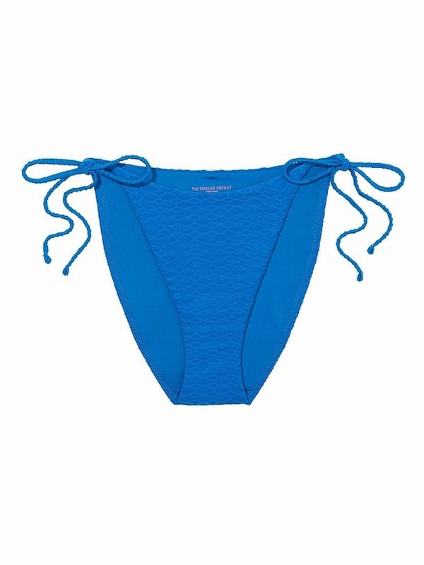 Blue Victoria Secret Shocking Fishnet Tie Side High Leg Bikini Bottom | HDYVK4706