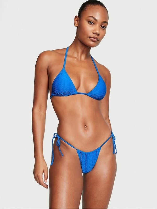 Blue Victoria Secret Shocking Fishnet Triangle Bikini Top | FKQZE4078
