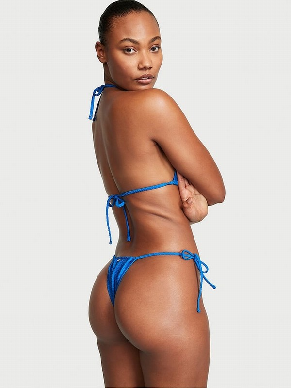 Blue Victoria Secret Shocking Fishnet Triangle Bikini Top | FKQZE4078