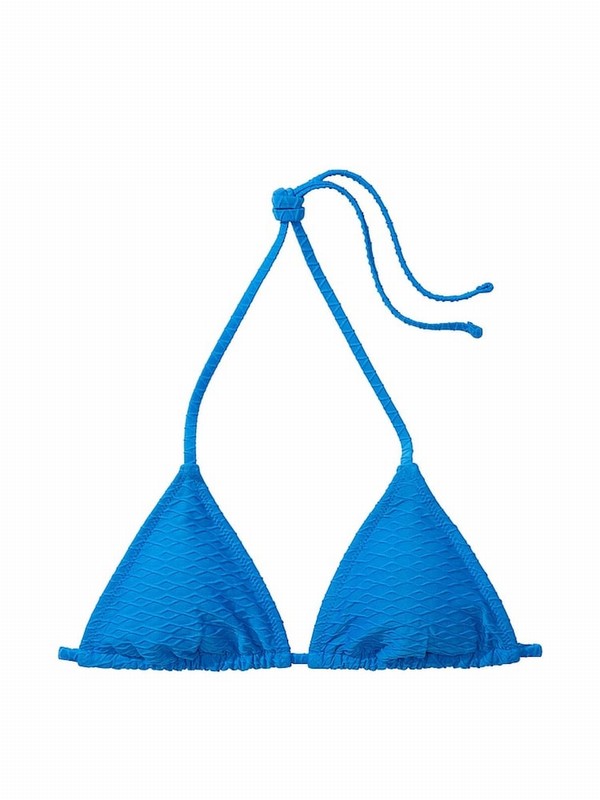 Blue Victoria Secret Shocking Fishnet Triangle Bikini Top | FKQZE4078