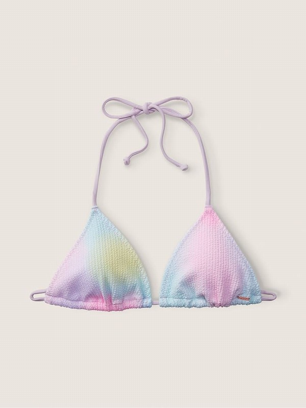Blue Victoria Secret Sky Blur Triangle Crinkle Bikini Top | PZIRK0684