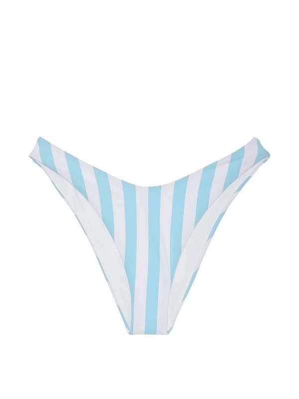 Blue Victoria Secret Stripes High Leg MixandMatch Crossover HighWaist Bikini Bottom | QKBVJ3764
