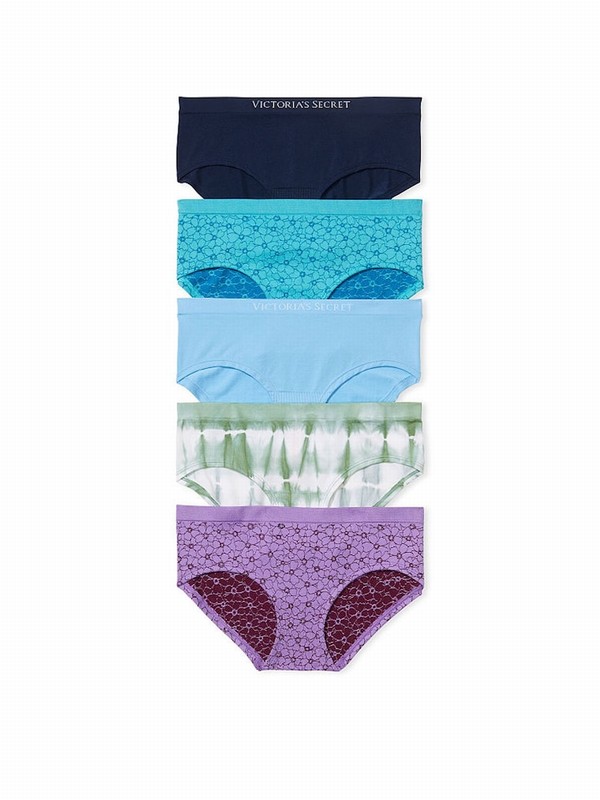 Blue / Green / Purple Victoria Secret Blue/Green/Hipster 5 Pack Underwear | NEUJD9813