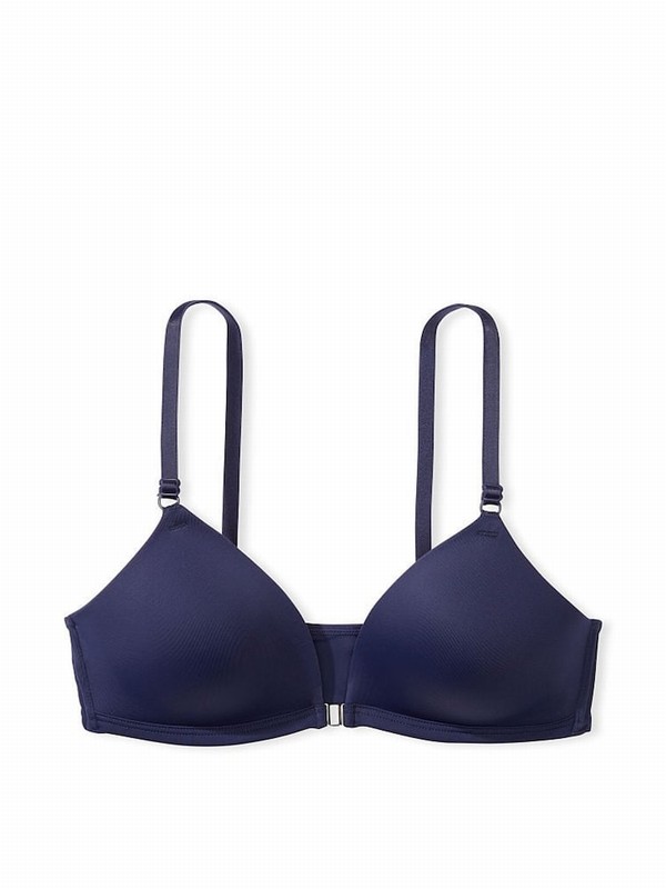Blue / Navy Victoria Secret Midnight Non WiLightly Lined Front Close Bras | BVIUN9173