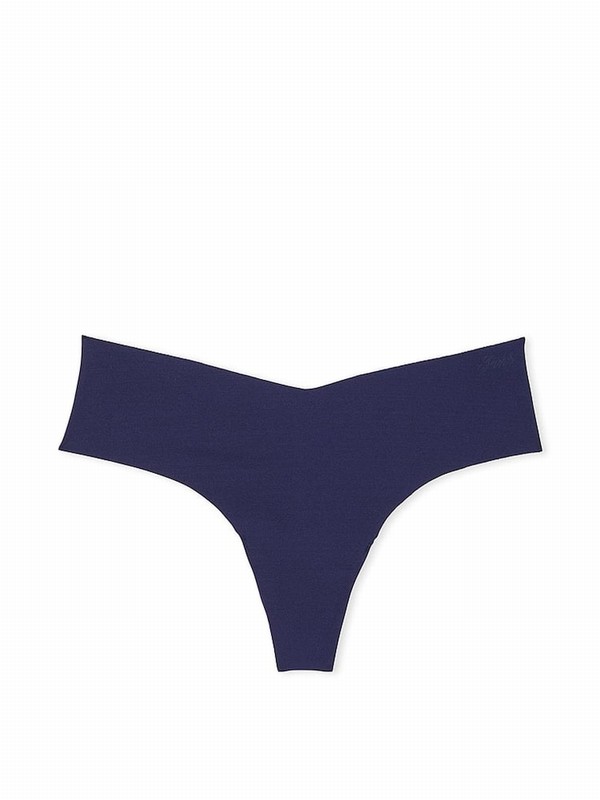 Blue / Navy Victoria Secret Midnight Thong No Show Underwear | GRMND6729