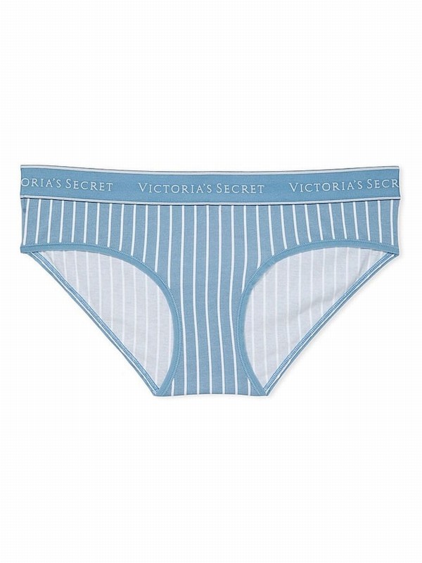 Blue / Stripes Victoria Secret Faded Denim Hipster Underwear | SJDIU3946