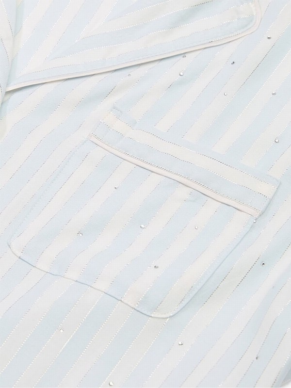 Blue / Stripes / Blue Victoria Secret Soft Sky Lurex Flannel Long Nightwear | NOVUY3962