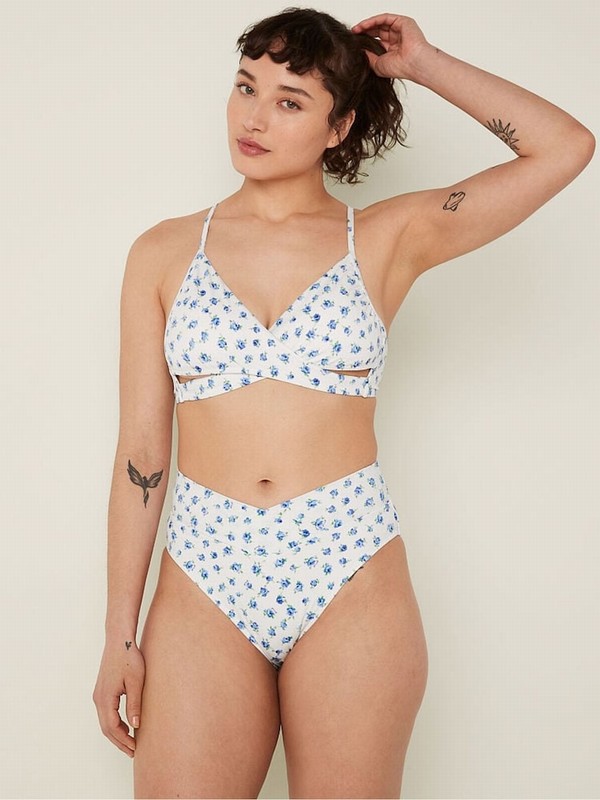 Blue / White Victoria Secret Morning Sky Body Wrap Bikini Top | VQXLA9306