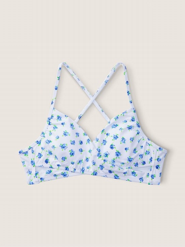 Blue / White Victoria Secret Morning Sky Body Wrap Bikini Top | VQXLA9306