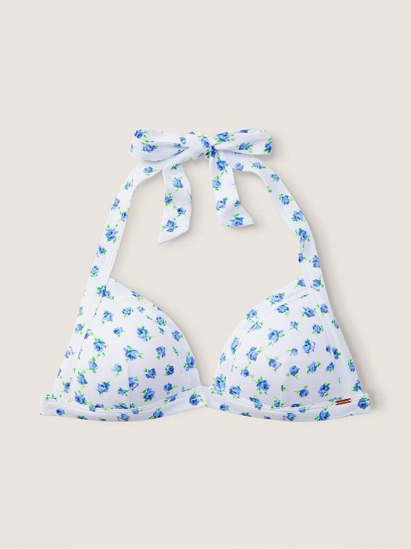 Blue / White Victoria Secret Morning Sky PushUp Triangle Bikini Top | GRQED9642