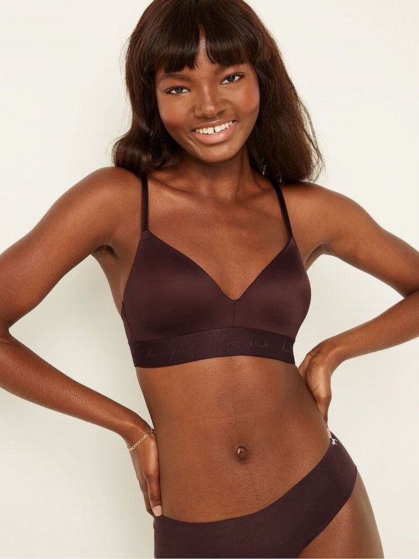 Brown Victoria Secret Burnt Umber Smooth Lightly Lined Non WiT-Shirt Bras | WMIRT2691