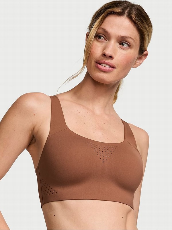 Brown Victoria Secret Caramel Back Close VSX Featherweight™ Max High Support Bras | CQZDK9140