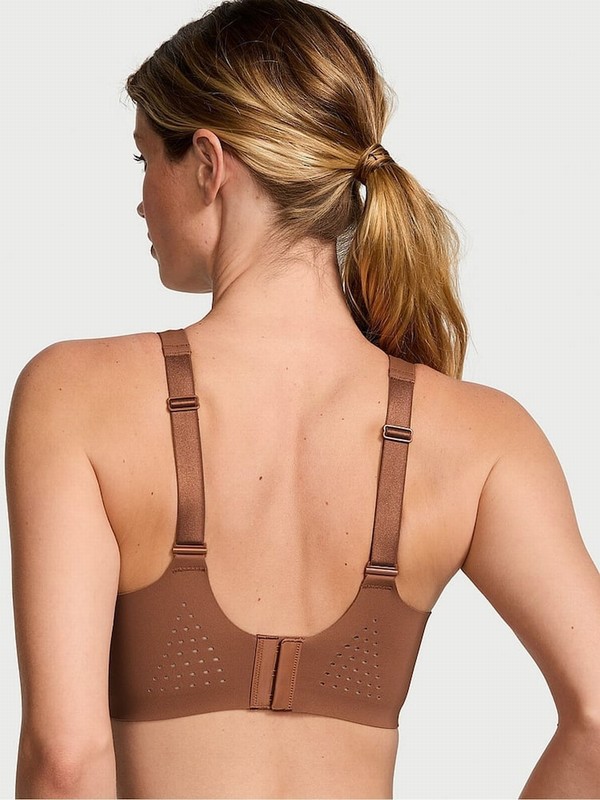 Brown Victoria Secret Caramel Back Close VSX Featherweight™ Max High Support Bras | CQZDK9140