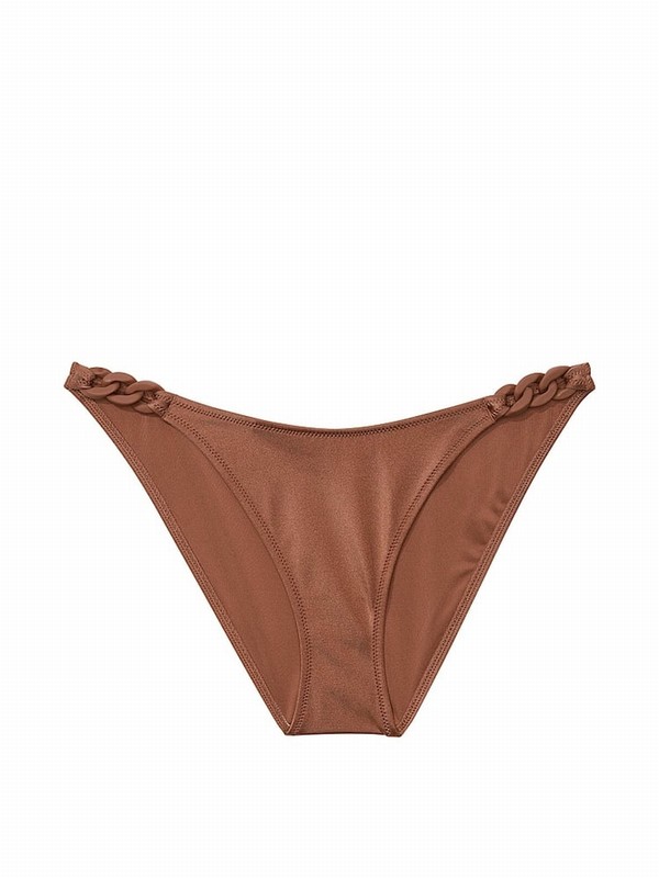 Brown Victoria Secret Caramel Cheeky Chain Bikini Bottom | OLGVP8143