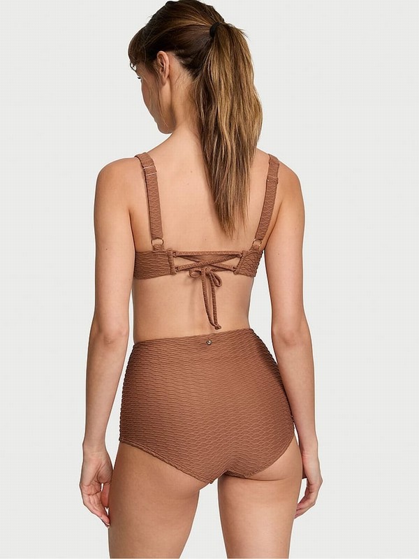 Brown Victoria Secret Caramel Fishnet Balcony Bikini Top | GYFQR0654