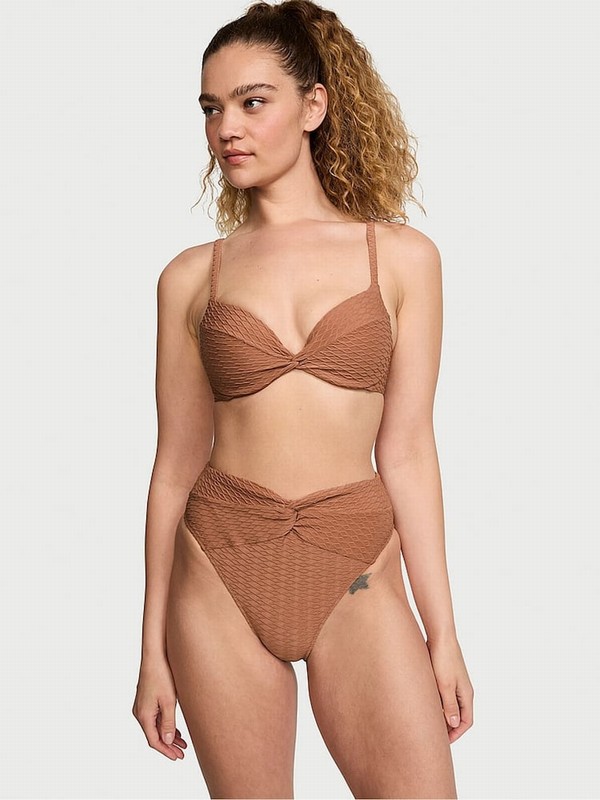 Brown Victoria Secret Caramel Fishnet High Leg Bikini Bottom | CJYEN6015