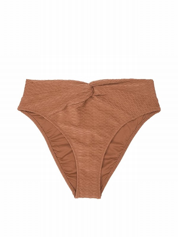 Brown Victoria Secret Caramel Fishnet High Leg Bikini Bottom | CJYEN6015