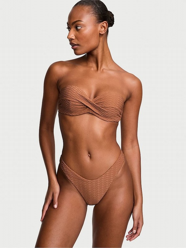 Brown Victoria Secret Caramel Fishnet Strapless Bikini Top | UWMKT4082