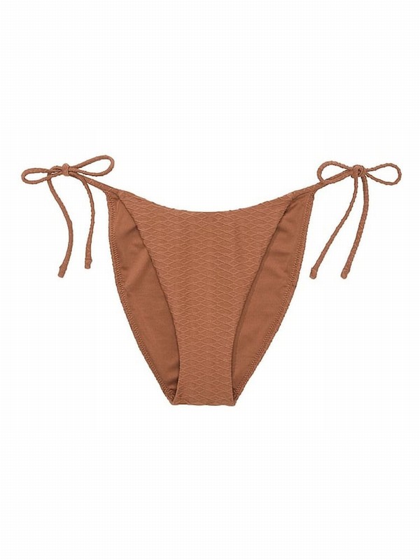 Brown Victoria Secret Caramel Fishnet Tie Side High Leg Bikini Bottom | GSLKE9820