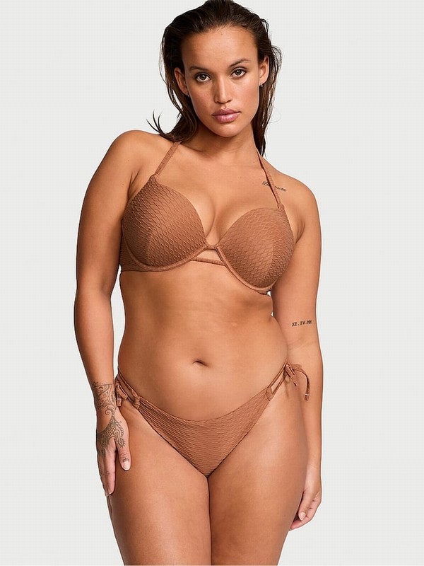 Brown Victoria Secret Caramel Fishnet Tie Side Bikini Bottom | GWBLC5697