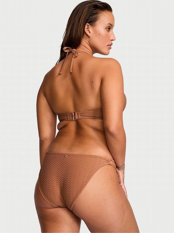 Brown Victoria Secret Caramel Fishnet Tie Side Bikini Bottom | GWBLC5697