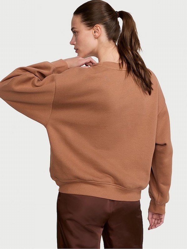 Brown Victoria Secret Caramel Fleece Crew Sweatshirts | PEGAL1308