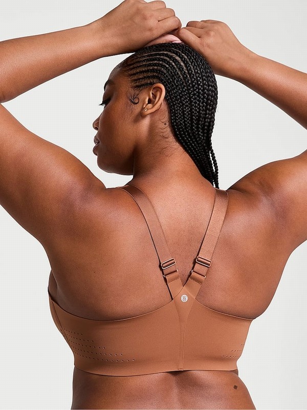 Brown Victoria Secret Caramel Front Close VSX Featherweight™ Max High Support Sports Bra | ILNHY4082