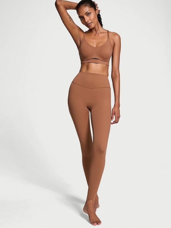 Brown Victoria Secret Caramel Full Length VSX Elevate™ Leggings | AJEBT4591