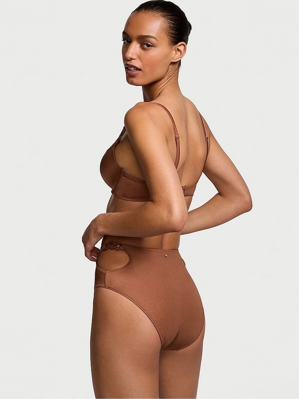 Brown Victoria Secret Caramel Push Up Chain Bikini Top | LQRBX4182