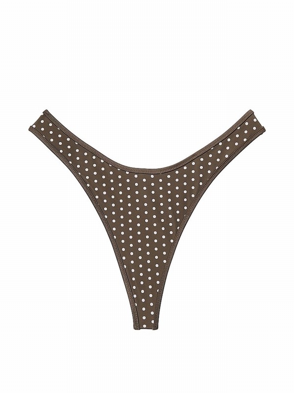 Brown Victoria Secret Classic Dot Frankies Moon Bay Bikini Bottom | UZADR3402